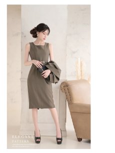 画像5: キャバスーツ カーキ モスグリーン ほんのり上品なラメ入り ワンピーススーツ セットアップ Belsia.LUX(S/M/L/XL(2L))(カーキ) (5)