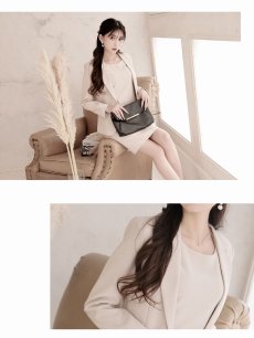 画像3: キャバスーツ フォーマル ワンピーススーツ 式スーツ 大きいサイズ 上品 上質 Belsia.LUX(S/M/L/XL(2L))(ベージュ/ネイビー) (3)