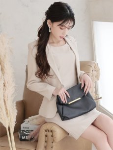 画像5: キャバスーツ フォーマル ワンピーススーツ 式スーツ 大きいサイズ 上品 上質 Belsia.LUX(S/M/L/XL(2L))(ベージュ/ネイビー) (5)