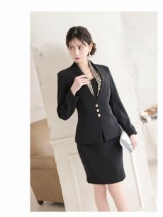 画像4: キャバスーツ 赤スーツ ウエスト細見せ 上質 高級 タイトスカート Belsia.LUX(S/M/L/XL(2L))(レッド/ネイビー) (4)