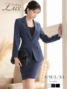 画像1: キャバスーツ ビジネススーツ 上質 フォーマル 膝丈 ストライプ Belsia.LUX(S/M/L/XL(2L))(ホワイト/ブラック/ネイビー) (1)