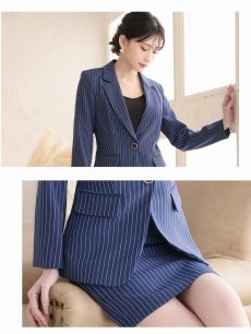 画像5: キャバスーツ ビジネススーツ 上質 フォーマル 膝丈 ストライプ Belsia.LUX(S/M/L/XL(2L))(ホワイト/ブラック/ネイビー) (5)