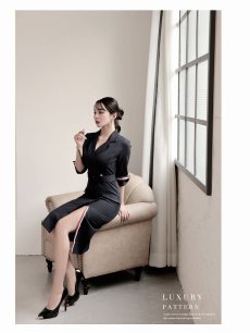 画像2: ワンピース キャバドレス 韓国風 膝丈ワンピース ネイビー 上質 DaysPiece(S/M/L/XL(2L))(ネイビー) (2)