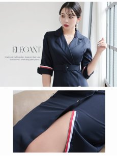 画像3: ワンピース キャバドレス 韓国風 膝丈ワンピース ネイビー 上質 DaysPiece(S/M/L/XL(2L))(ネイビー) (3)