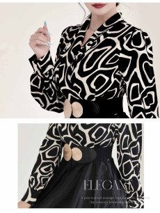 画像3: ワンピース キャバドレス フレアワンピース ラメ加工 モノトーン 長袖 ブラウジング DaysPiece(S/M/L/XL(2L)/XXL(3L))(ブラック) (3)