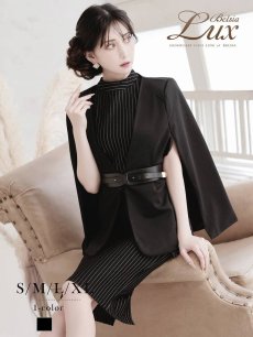 画像1: キャバスーツ ケープ風 ワンピーススーツ 上質 エレガント ボレロ風 Belsia.LUX(S/M/L/XL(2L))(ブラック) (1)