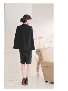 画像5: キャバスーツ ケープ風 ワンピーススーツ 上質 エレガント ボレロ風 Belsia.LUX(S/M/L/XL(2L))(ブラック) (5)