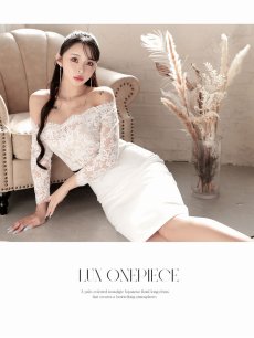 画像5: ワンピース キャバドレス 韓国風 韓国style オフショルダー ペプラム風 七分袖 DaysPiece(S/M/L/XL(2L))(ブラック/ホワイト) (5)