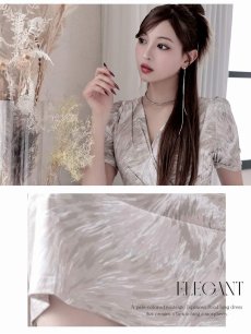 画像5: ワンピース キャバドレス 韓国風 韓国style カシュクール ベージュ 体系カバー DaysPiece(S/M/L/XL(2L)/XXL(3L))(ベージュ) (5)