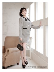 画像2: キャバスーツ 式スーツ ラメ 大人可愛い ツイード セットアップ Belsia(S/M/L/XL(2L))(グレー) (2)