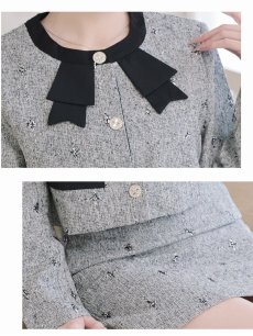 画像3: キャバスーツ 式スーツ ラメ 大人可愛い ツイード セットアップ Belsia(S/M/L/XL(2L))(グレー) (3)