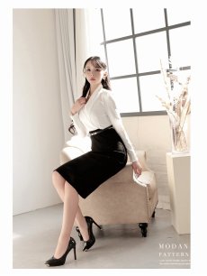 画像2: ワンピース キャバドレス ブラウジングワンピース バイカラー ドッキング ショールカラー カシュクール DaysPiece(S/M/L/XL(2L)/XXL(3L))(ブラック) (2)