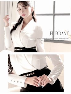 画像3: ワンピース キャバドレス ブラウジングワンピース バイカラー ドッキング ショールカラー カシュクール DaysPiece(S/M/L/XL(2L)/XXL(3L))(ブラック) (3)