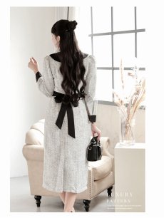 画像3: ワンピース キャバドレス 韓国ワンピース 韓国style 大人ツイード ミックスツイード 襟付き DaysPiece(M/L)(グレー) (3)