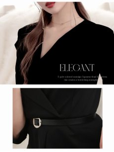 画像3: ワンピース キャバドレス 韓国ワンピース 大人ワンピース 小顔みせ 袖付き ベルト付き DaysPiece(M/L/XL(2L)/XXL(3L))(ホワイト/ブラック) (3)