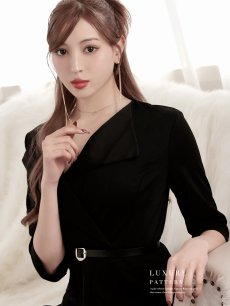 画像5: ワンピース キャバドレス 韓国ワンピース 大人ワンピース 小顔みせ 袖付き ベルト付き DaysPiece(M/L/XL(2L)/XXL(3L))(ホワイト/ブラック) (5)