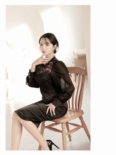 画像4: ワンピース キャバドレス ボリューム袖 カッティング袖 パーティードレス フォーマル 体型カバー DaysPiece(S/M/L/XL(2L))(ブラック) (4)