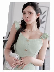 画像3: ワンピース キャバドレス キャミワンピ 韓国風 膝丈 タイト ストレッチ DaysPiece(S/M/L/XL(2L))(グリーン) (3)