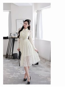 画像2: ワンピース キャバドレス 韓国ワンピース レース シャツワンピース セレブワンピース 高級レース DaysPiece(S/M/L/XL(2L)/XXL(3L))(アイボリー) (2)