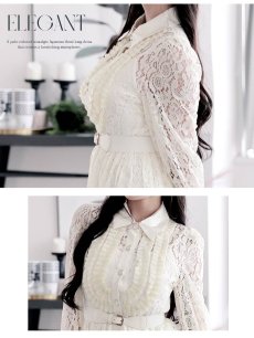 画像3: ワンピース キャバドレス 韓国ワンピース レース シャツワンピース セレブワンピース 高級レース DaysPiece(S/M/L/XL(2L)/XXL(3L))(アイボリー) (3)