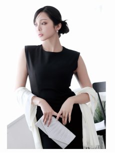 画像4: ワンピース キャバドレス 黒ワンピース 韓国ワンピース タイトライン タンクワンピース 高級感素材 DaysPiece(M)(ブラック/ホワイト) (4)