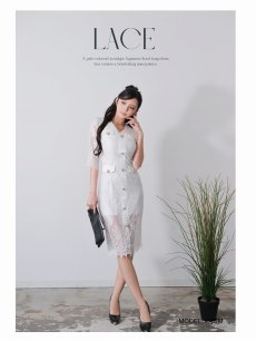 画像4: ワンピース キャバドレス 韓国ワンピース タイトワンピース レースワンピース 同伴 五分袖 DaysPiece(S/M/L/XL(2L))(ホワイト) (4)