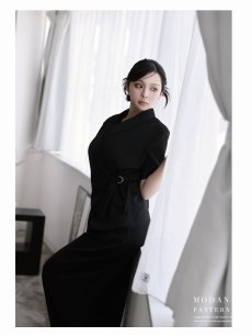 画像2: パンツセットアップ ワイドパンツ カシュクールジャケット 体型カバー ブラOK 袖付き DaysPiece(M/L)(ブラック/ベージュ/グレー) (2)