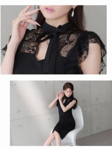 画像3: キャバドレス ミニ ミディ丈 膝丈 タイトドレス 高級感 背中見せ Belsia(S/M/L/XL(2L))(ブラック) (3)