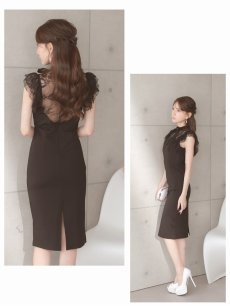 画像5: キャバドレス ミニ ミディ丈 膝丈 タイトドレス 高級感 背中見せ Belsia(S/M/L/XL(2L))(ブラック) (5)