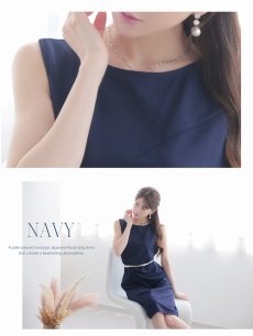 画像3: ワンピース キャバドレス ノースリーブ ウエストギャザー くびれ見せ ボトルライン ストレッチ Belsia(S/M/L/XL(2L)/XXL(3L))(ネイビー/ワイン/ブラック) (3)