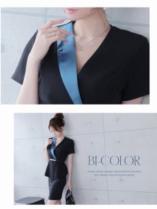 画像4: キャバスーツ 涼スーツ 半袖スーツ ペプラム ビジネススーツ 上質生地 Belsia.LUX(S/M/L/XL(2L)/XXL(3L)/XXXL(4L))(グレー/ブラック) (4)