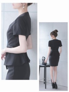 画像5: キャバスーツ 涼スーツ 半袖スーツ ペプラム ビジネススーツ 上質生地 Belsia.LUX(S/M/L/XL(2L)/XXL(3L)/XXXL(4L))(グレー/ブラック) (5)