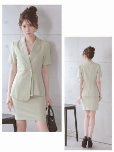 画像5: キャバスーツ 夜職スーツ 五分袖 ミディ丈 上質 ステッチ加工 Belsia.LUX(S/M/L/XL(2L)/XXL(3L)/XXXL(4L))(グリーン/ホワイト/ネイビー/グレー/ブラック) (5)