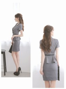 画像5: キャバスーツ 半袖スーツ 上質 カシュクール スッキリデザイン ビジネススーツ Belsia.LUX(S/M/L/XL(2L)/XXL(3L)/XXXL(4L))(グレー/ネイビー) (5)