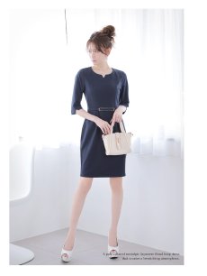 画像2: ワンピース キャバドレス 上質素材 五分袖 二の腕カバー ストレッチ 同伴 Belsia(S/M/L/XL(2L)/XXL(3L)/XXXL(4L))(ブラック/グレー/ネイビー) (2)