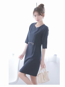 画像4: ワンピース キャバドレス 上質素材 五分袖 二の腕カバー ストレッチ 同伴 Belsia(S/M/L/XL(2L)/XXL(3L)/XXXL(4L))(ブラック/グレー/ネイビー) (4)