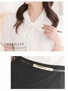 画像3: ワンピース キャバドレス ブラウジングワンピース ボウタイ 配色清楚 半袖 同伴 Belsia(S/M/L/XL(2L)/XXL(3L)/XXXL(4L))(ホワイト) (3)
