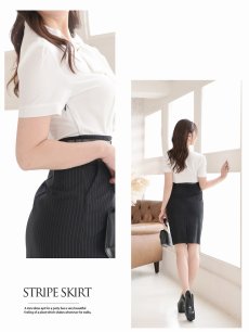 画像5: ワンピース キャバドレス ブラウジングワンピース ボウタイ 配色清楚 半袖 同伴 Belsia(S/M/L/XL(2L)/XXL(3L)/XXXL(4L))(ホワイト) (5)