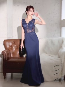 画像4: キャバドレス ロング 豪華刺  マーメイドライン シースルー LAドレス風 優雅なRoyalドレス Belsia(S/M/L/XL(2L)/XXL(3L))(ホワイト/ネイビー/ブラック) (4)