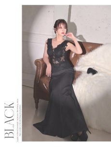 画像5: キャバドレス ロング 豪華刺  マーメイドライン シースルー LAドレス風 優雅なRoyalドレス Belsia(S/M/L/XL(2L)/XXL(3L))(ホワイト/ネイビー/ブラック) (5)