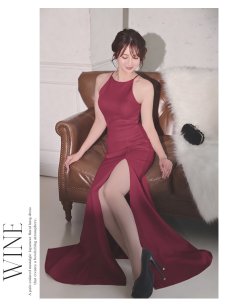 画像5: キャバドレス ロング アメスリ マーメイド スリット ストレッチ 無地 Belsia(S/M/L/XL(2L)/XXL(3L))(ホワイト/ブラック/ネイビー/ワイン/ブルー) (5)