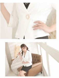画像3: キャバスーツ タイトスーツ 七分袖スーツ ペプラムスーツ セットアップ 上質 Belsia.LUX(S/M/L/XL(2L)/XXL(3L)/XXXL(4L))(ホワイト) (3)