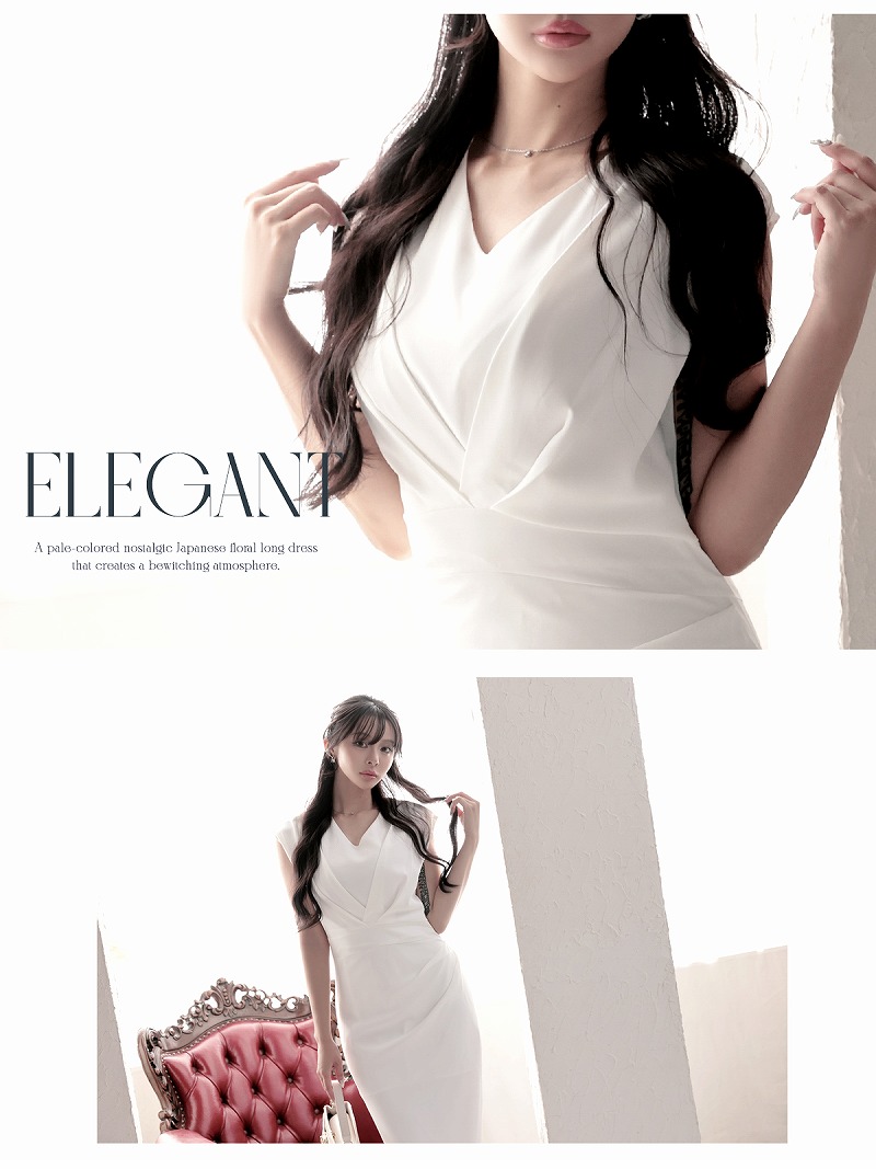 画像5: ワンピース キャバドレス ホワイト 膝丈 ミディ丈 ノースリーブ カシュクール DaysPiece(S/M/L/XL(2L))(ホワイト) (5)