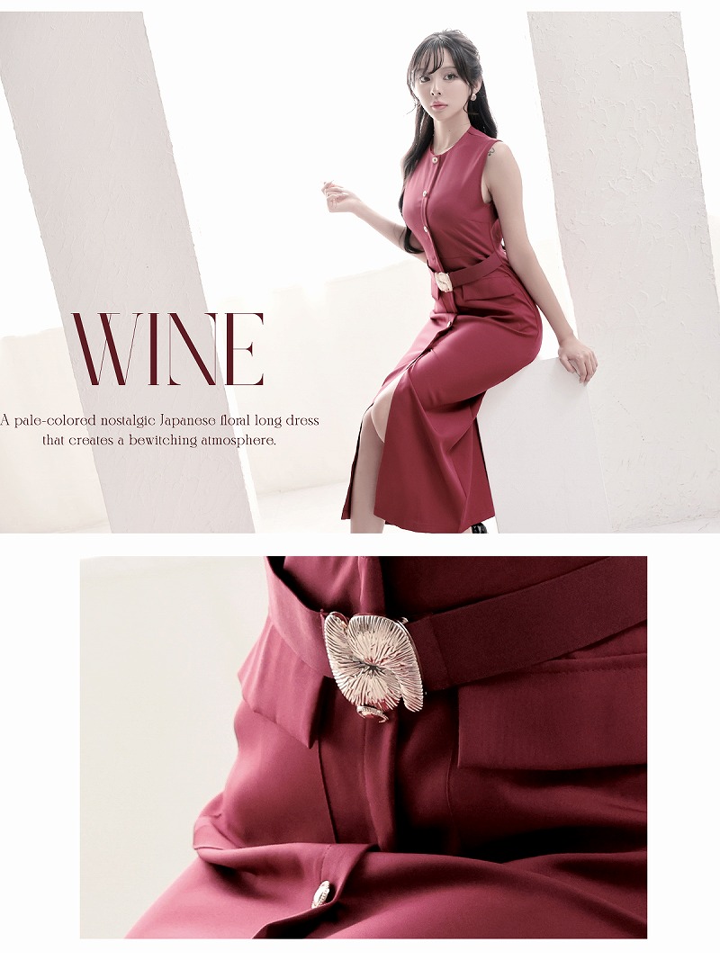 画像3: ワンピース キャバドレス ノースリーブ ウエストベルト 膝丈 スリット ミディ丈 DaysPiece(S/M/L/XL)(ブラック/ホワイト/ワイン) (3)